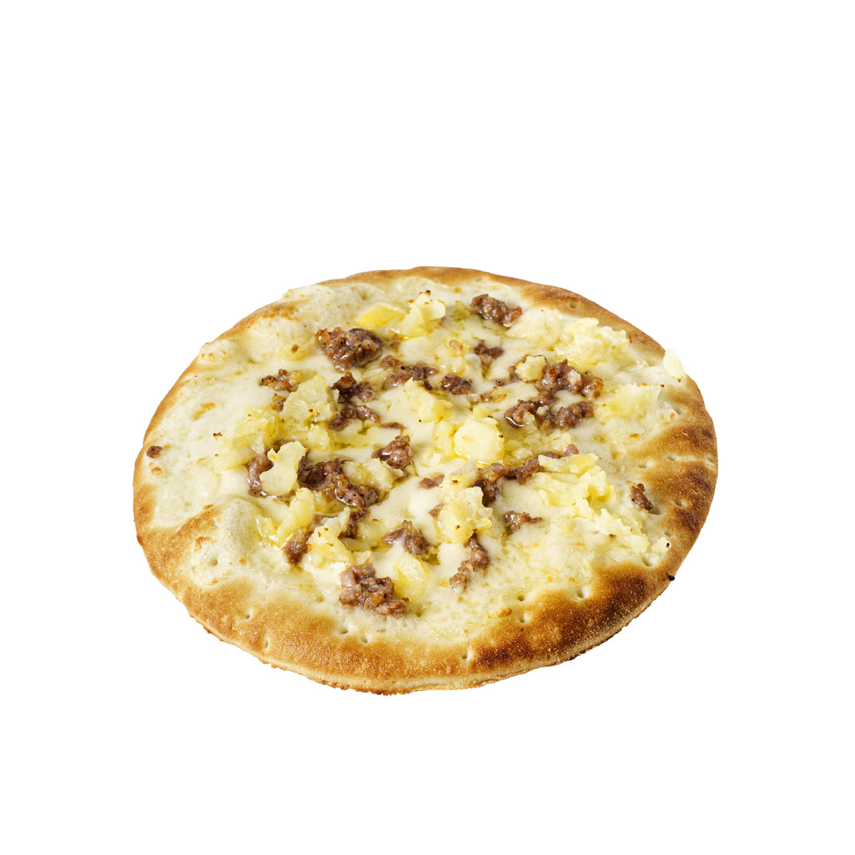 Pizza patate e salsiccia piccola